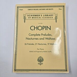 Chopin Complete Preludes Nocturnes Waltzes Piano Sheet Music Schirmer Vol 2056